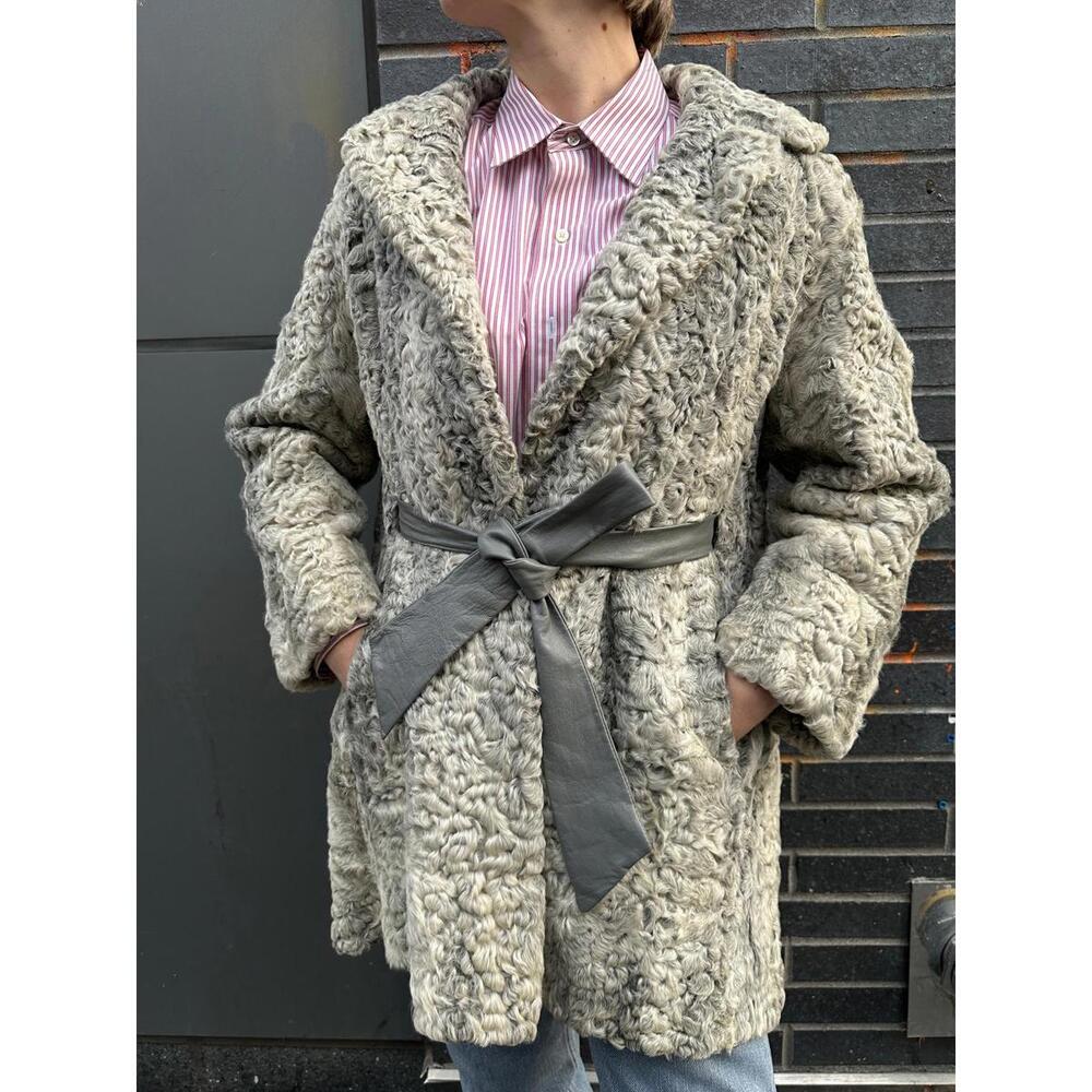 Genuine Fur Coat w/ Leather Strap